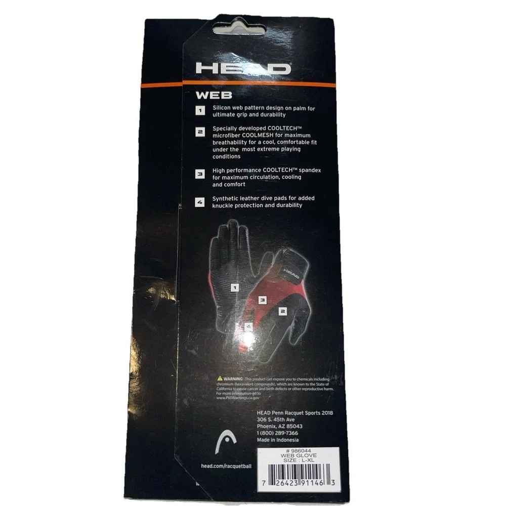 Head | WEB GLOVE RACQUETBALL GLOVES | 986044 | Pickleball Glove Single Glove Y40
